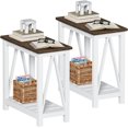 thumbnail image 1 of ChooChoo Farmhouse End Table Set of 2, Rustic Vintage Narrow End Side Table with Storage Shelf for Small Spaces, Nightstand Sofa Table for Living Room, Bedroom White, 1 of 8