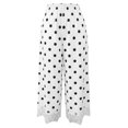 thumbnail image 5 of Womens Lace Wide Leg Pants Polka Dot Print Cropped Lace-Hem Pants with Pockets (White L), 5 of 5