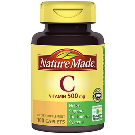 Nature Made Vitamin C 500 mg Caplets 100 ea (Pack of 6)