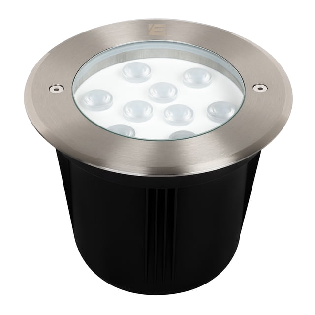 Estevez Luminario LED SPIRAL Empotrable en Piso, 9 Watts, 3000K Acero Inoxidable, Protección IP67, Ø171mm