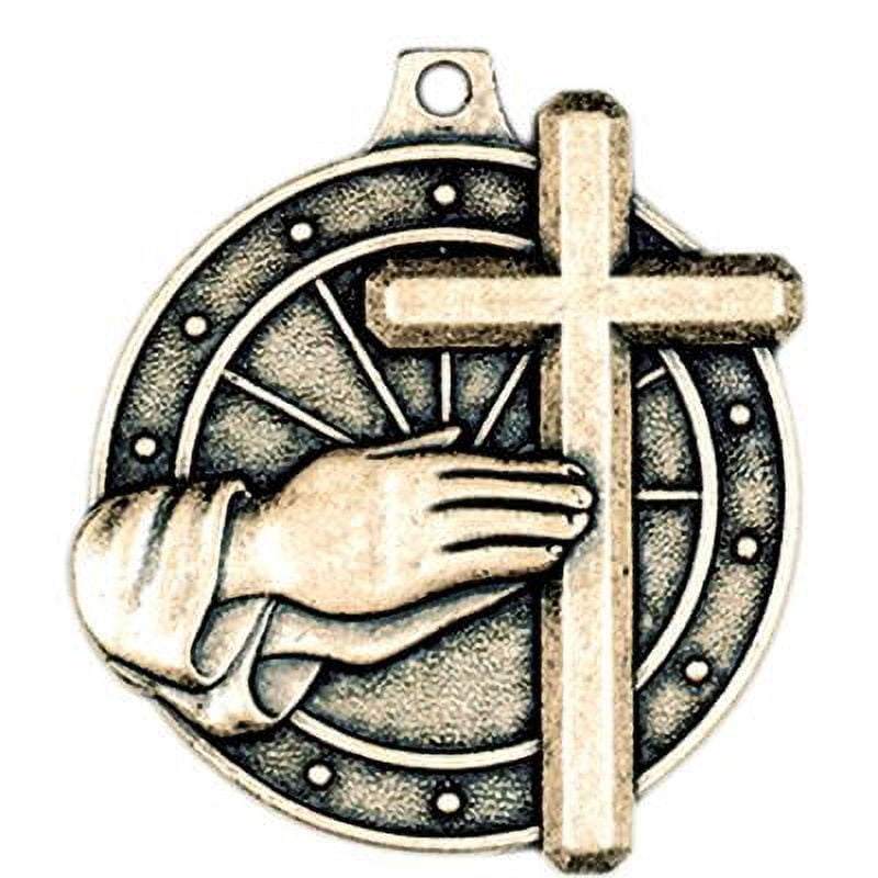 Religious Cross Medals, 2" Gold Diecast Religious Cross Medal Award 50 Pack