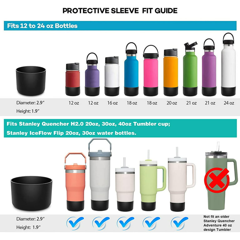 2 Pcs Silicone Boot Sleeve for Yeti Rambler 12 oz 18 oz, Bottom Protection for Rambler Jr 12 oz Kids Bottle Accessories - Dishwasher Safe