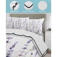 thumbnail image 4 of Lavender Floral Twin Size Down Alternative Comforter, Lightweight Comforter Quilt Bedding Set with Pillow Shams Spring Flowers Botanical Plants All Seasons Bed Comforter Duvet Insert 68"x86", 4 of 7