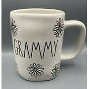 Rae Dunn GRAMMY Daisy Ceramic Mug Black LL Letters Black Daisys 16OZ Microwavable dishwasher safe Mother's Day