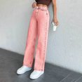 thumbnail image 6 of Audhol Women Jeans, Bow Jeans for Girls Wide Leg Baggy Denim Pants Cute High Waisted Trousers Kids Casual Streetwear with Pockets 614Y Wide Leg Jeans Woman Pink M, 6 of 8