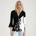 thumbnail image 6 of ALLLIST Henley Women's Tops 3/4 Sleeve Ruffle Flounce Pleated Casual Floral Blouse for Women, 6 of 8