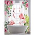 thumbnail image 4 of Summer Pink Flamingos Sheer Curtains 96 Inch Length 2 Panels Set, Tropical Floral Leaves Cactus Voile Window Treatment Semi Sheer Long Curtains Drapes for Bedroom/Living Room/Kitchen 52"x96"x2, 4 of 7