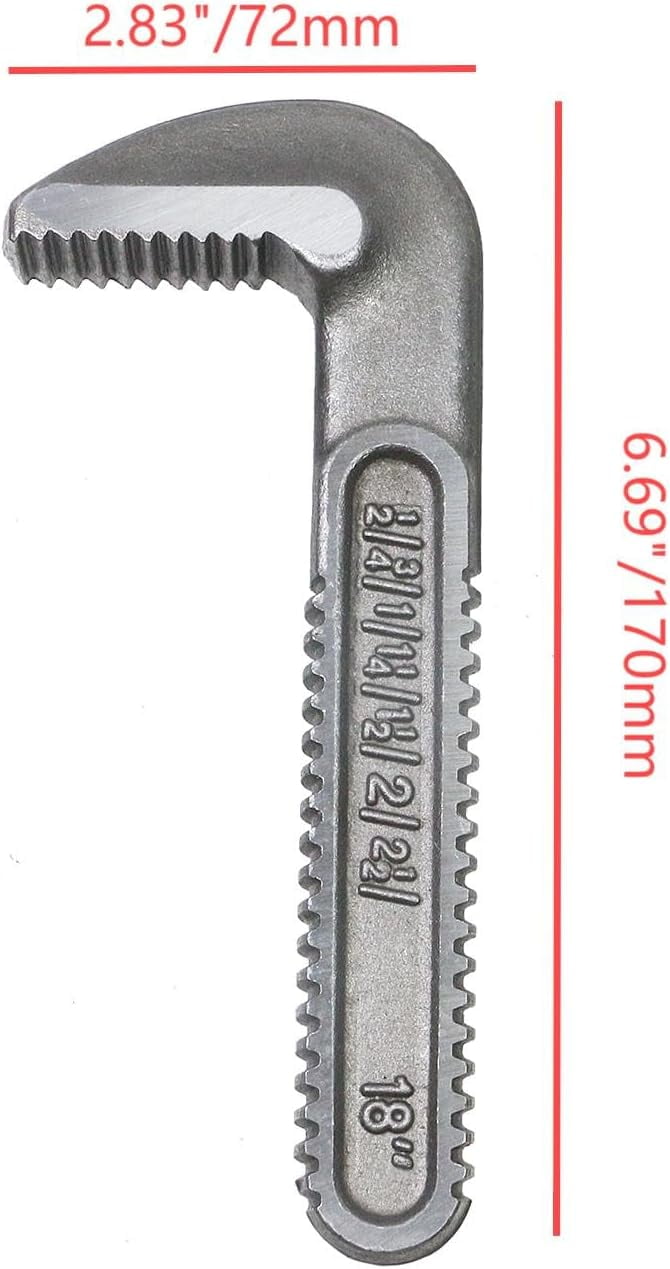 MKEUDQ-Pipe Wrench Hook Jaw 18 Inch Plumbing Wrench Replacement Jaws Carbon Steel for Adjustable Wrench (Silver)