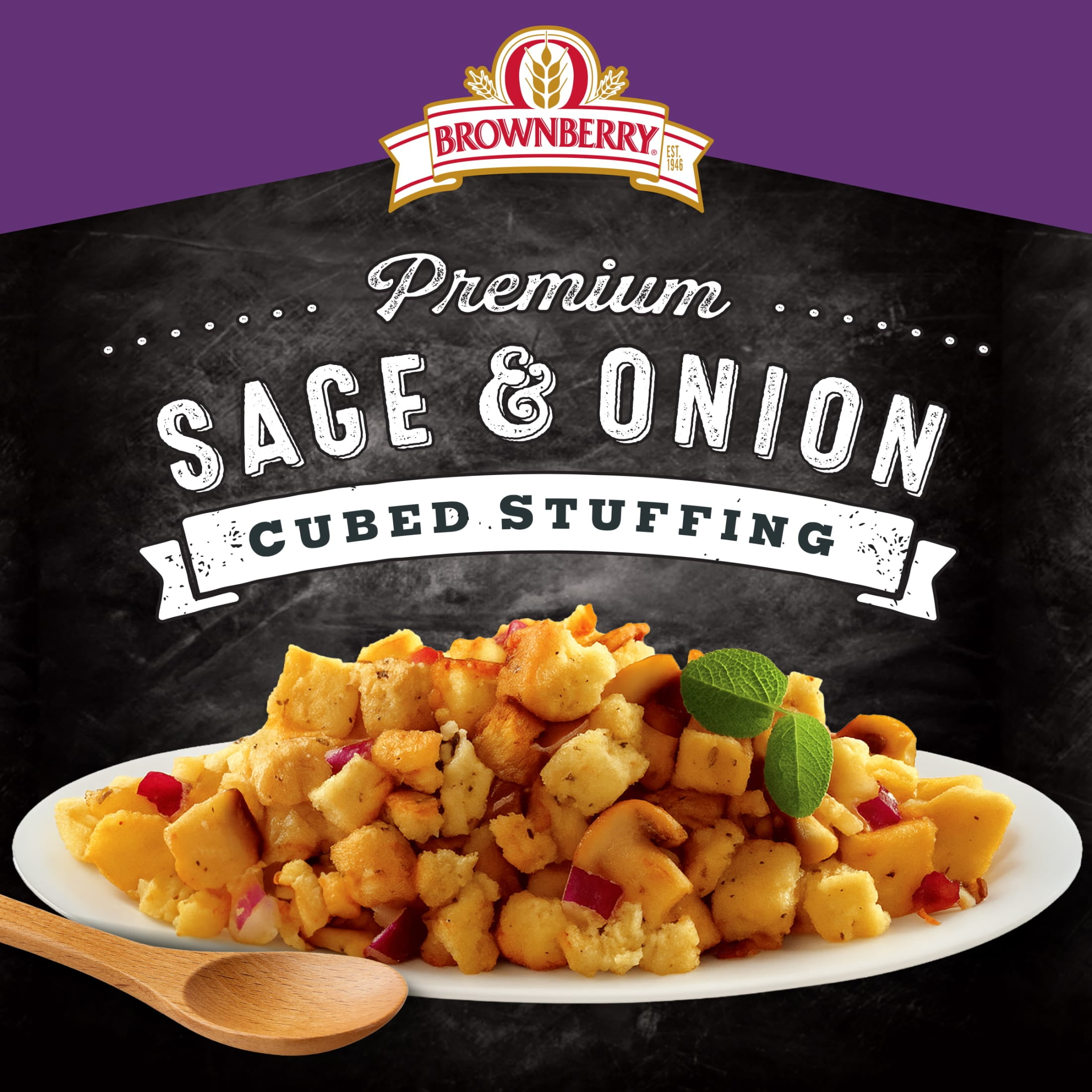 Brownberry Premium Sage & Onion Cubed Bread Stuffing, 12 oz, Turkey Stuffing Mix, Bag