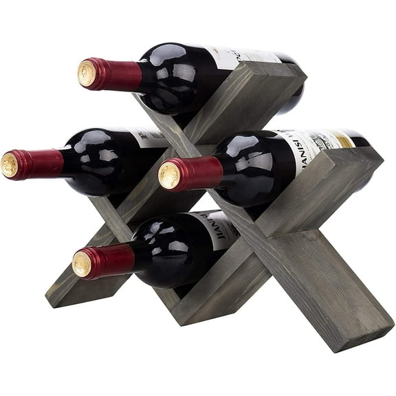 MyGift Vintage Wood Tabletop Wine Rack, Gray