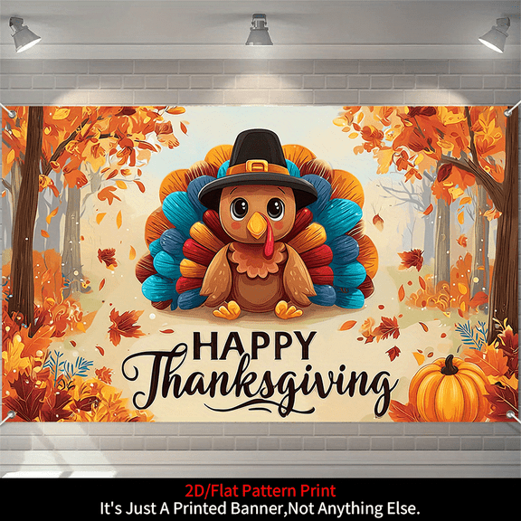 1 piece, Thanksgiving banner background decoration, 2D flat Turkey pattern background wall hanging decorative banner, party supplies, indoor/outdoor party decoration, entrance passage, terrace, garde