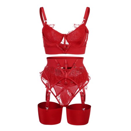

Women s Lingerie Sleep & Lounge Bodysuit Mini Bodysuit Lace Red S