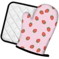 thumbnail image 2 of Strawberry Pink Oven Mitts and Pot Holders Kitchen Cooking Gloves 2 Pcs Set Heat Resistant Pad for Baking BBQ Home Decor, 2 of 6