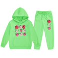 thumbnail image 4 of LUOGENLI Outfits Girls Rompers Size 8-10 Pant Children Kids Boys and Girls Long Sleeve Letter Printed Lightweight Hoodie Sweatshirts and Long Pants Set Outfit Light Green 10-11 Years, 4 of 7