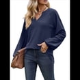 thumbnail image 2 of Camisetas de Larga para Mujer, Blusa con Escote en V Profundo, Elegantes e Informales, Moda 2025, Holgadas y Suaves, para Otoño e Invierno Azul Oscuro L, 2 of 10