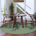 thumbnail image 3 of Green Black Branches Round Area Rug 8Ft Washable Large Circle Rugs for Living Room Dorm, Botanical Dead Tree Birds Non-Slip Carpet Floor Mats Indoor Outdoor Carpet Runner Aesthetic Home Decor, 3 of 8