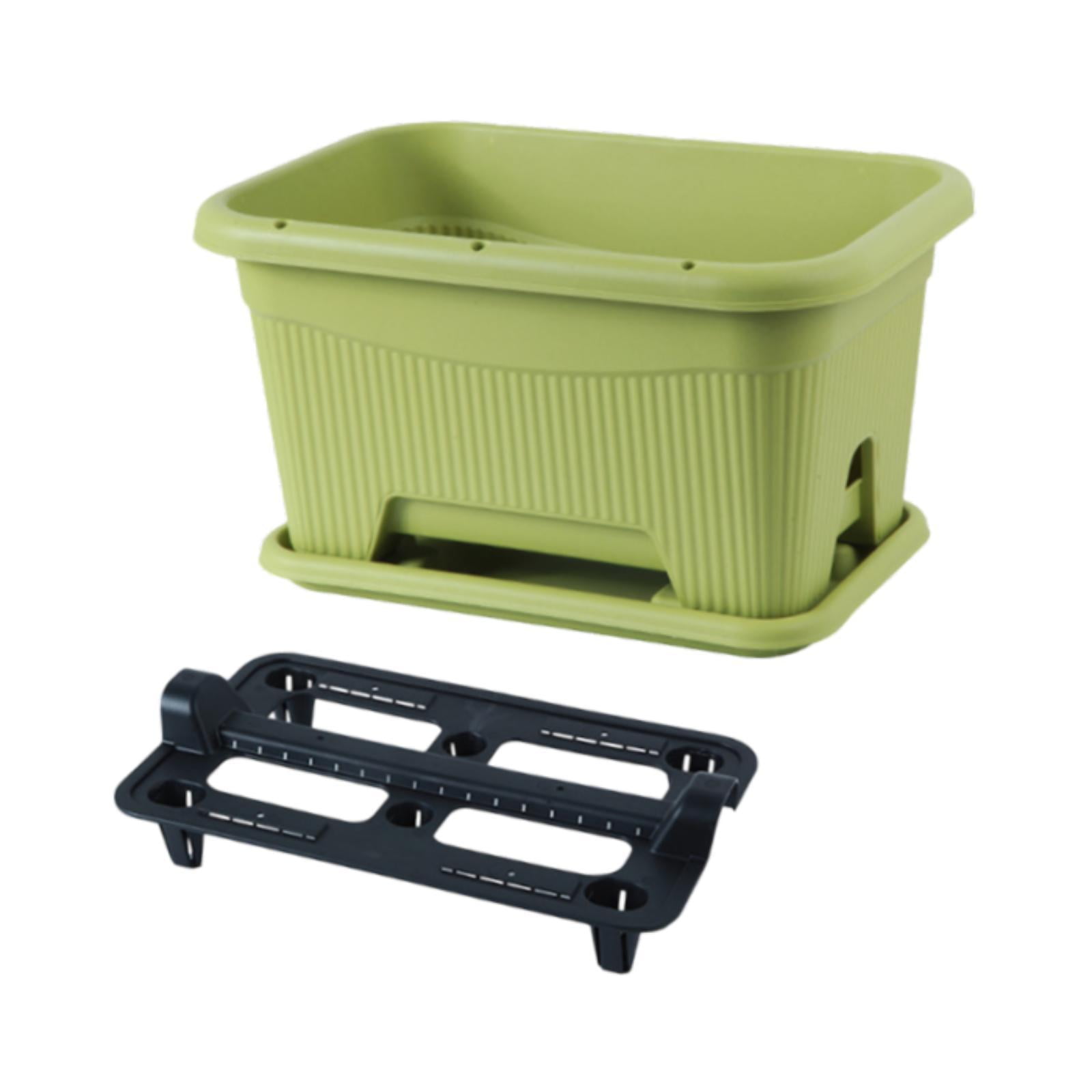 MAGIDEAL Flower Window Box with Tray Patio Planting Tool for Balcony Home Décor Porch Green