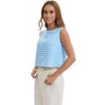 thumbnail image 3 of DARING DIVA Women's Gingham Summer Crop Tank Tops Button Back Sleeveless Shirts XL Blue, 3 of 7