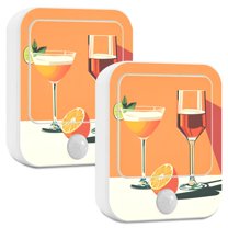 Yayeee 2-Pack Plug in LED Night Lights with Light Sensors Motion Detectors, Orange Glasses
