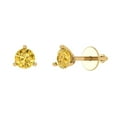 thumbnail image 2 of 1 Ct Round Cut Studs Yellow Crystal 18K Yellow Solid Gold Everyday Dainty Earrings Screw Back, 2 of 7