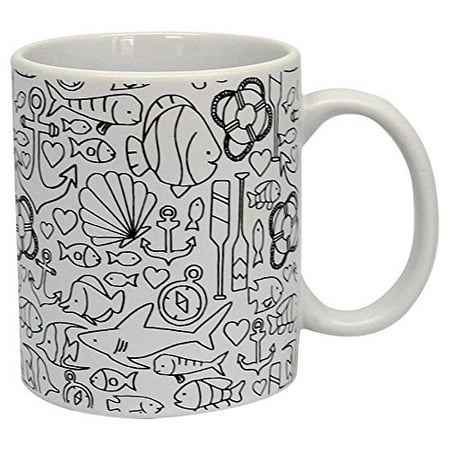 Joy Stoneware - Color Joy Stoneware Coffee Mugs Nautical Adult Coloring Products White