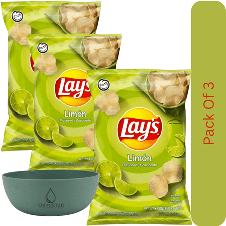 Lay’s Wavy Original Flavor Potato Chips, 7.75 oz Snack Bag With Olive Green Bowl By ValueNest
