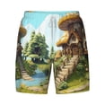 thumbnail image 4 of Lsque Mens Swim Trunks Cartoon Mushroom House Pattern - Bathing Suit Compression Liner - Beach Swim Shorts Swimwear - (S-3XL) - Stretch Quick Dry -Large, 4 of 9