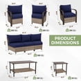 thumbnail image 2 of EAGLE PEAK Coastal Vista 9PCS Patio Furniture Set All-Weather Wicker Outdoor Sectional Sofa with Chairs and Coffe Table and Side Table, Patio Conversation Set for Backyard, Blue Cushion, 2 of 8