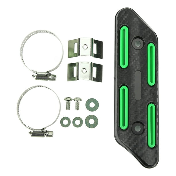 Protector térmico para tubo de escape universal de 27 a 51 mm para motocicletas, vehículos todo terreno, bicicletas de montaña y scooters, color verde