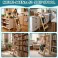 thumbnail image 7 of Foldable Toddler Kitchen Standing Tower, Baby Kitchen Helper with Safety Handles, Wooden Step Stool with 3 Adjustable Heights, Montessori Learning Tower for Kitchen Bathroom (Natural Colour), 7 of 7