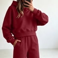 thumbnail image 4 of Sevevn Women's Fall Lightweight 2‑Piece Sweatsuit Outfit, Relaxed Cropped Hoodie with Wide‑Leg Pants for Daily Casual Wear, 4 of 8