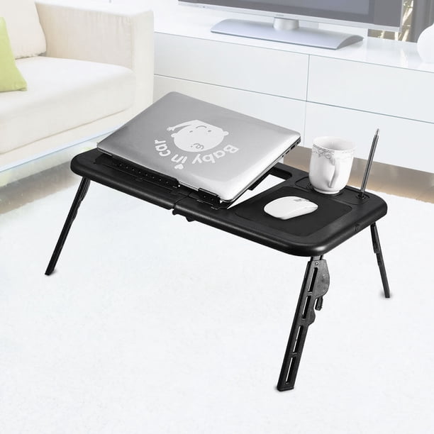 Mesa plegable portátil ajustable para cama, escritorio, soporte para computadora portátil, PC portátil (negro)