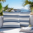 thumbnail image 3 of Outdoor Waterproof Throw Pillow Covers Set of 2 Navy Blue Grey Stripes Decorative Pillowcases Square Outdoor Pillows Cushion Case 16x16 Inch Contrast Striped Patio Pillows for Couch Sofa Bed Garden, 3 of 9