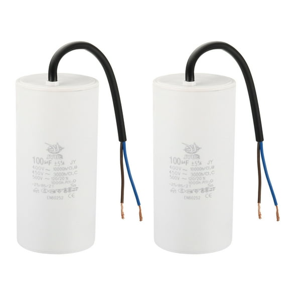 CBB60 100uf Running Capacitor,2Pcs AC 450V 2 Wires 50/60Hz Cylinder 123x58mm  for Water Pumps