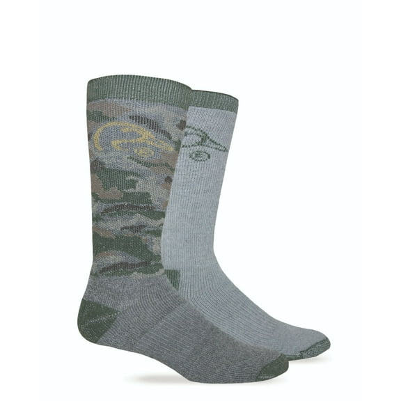 Ducks Unlimited Men's Merino Wool Camo Boot Full Cushion Socks 2 Pair Pack