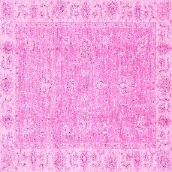 Ahgly Company Indoor Square Oriental Pink Traditional Area Rugs, 4' Square