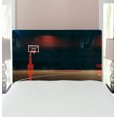 thumbnail image 1 of Basketball Headboard, Picture of Empty Court Sport Arena Wood Floor Print Active Life, Upholstered Decorative Metal Bed Headboard with Memory Foam, Twin Size, Brown Black and Red, by Ambesonne, 1 of 4
