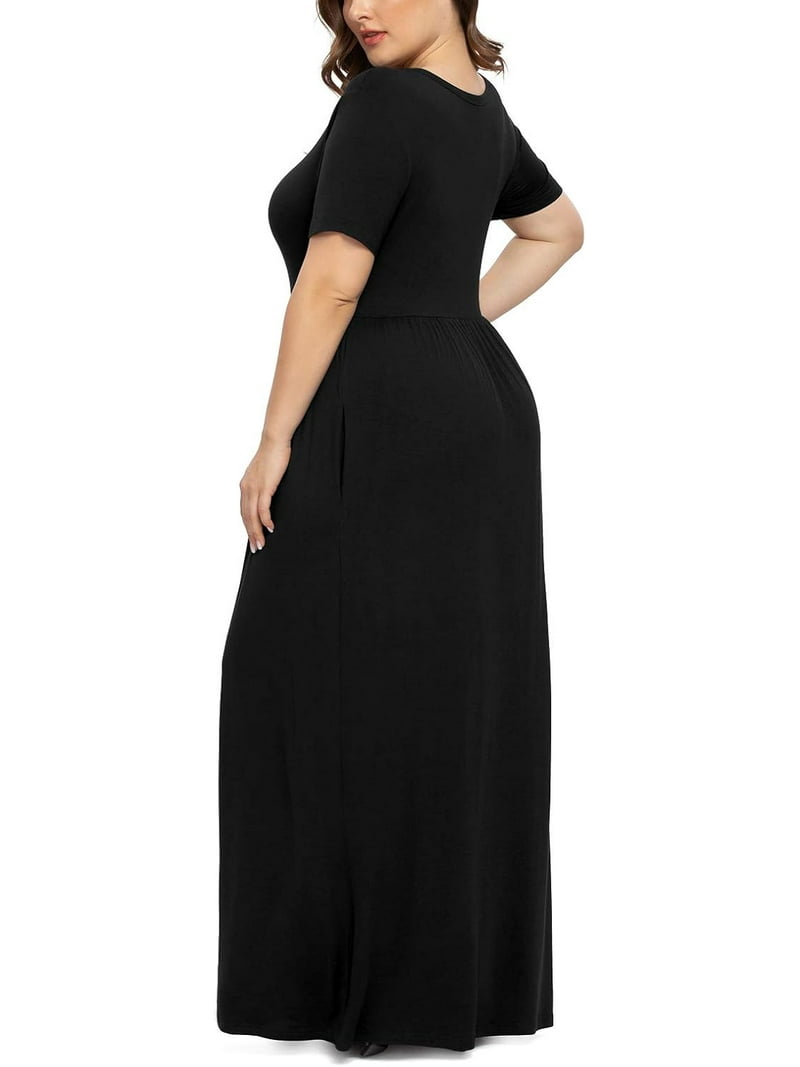 JuneFish Women's Plus Size Maxi Dress, Summer Casual, 2X-6X, Stretch,  Pockets - Walmart.com