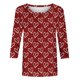 thumbnail image 4 of Fiudx Liquidación de Ahorros de Verano Blusa Holgada con Estampado de Pascua y Cuello Redondo Retro de Manga Tres Cuartos a La Moda para Mujer, 4 of 4