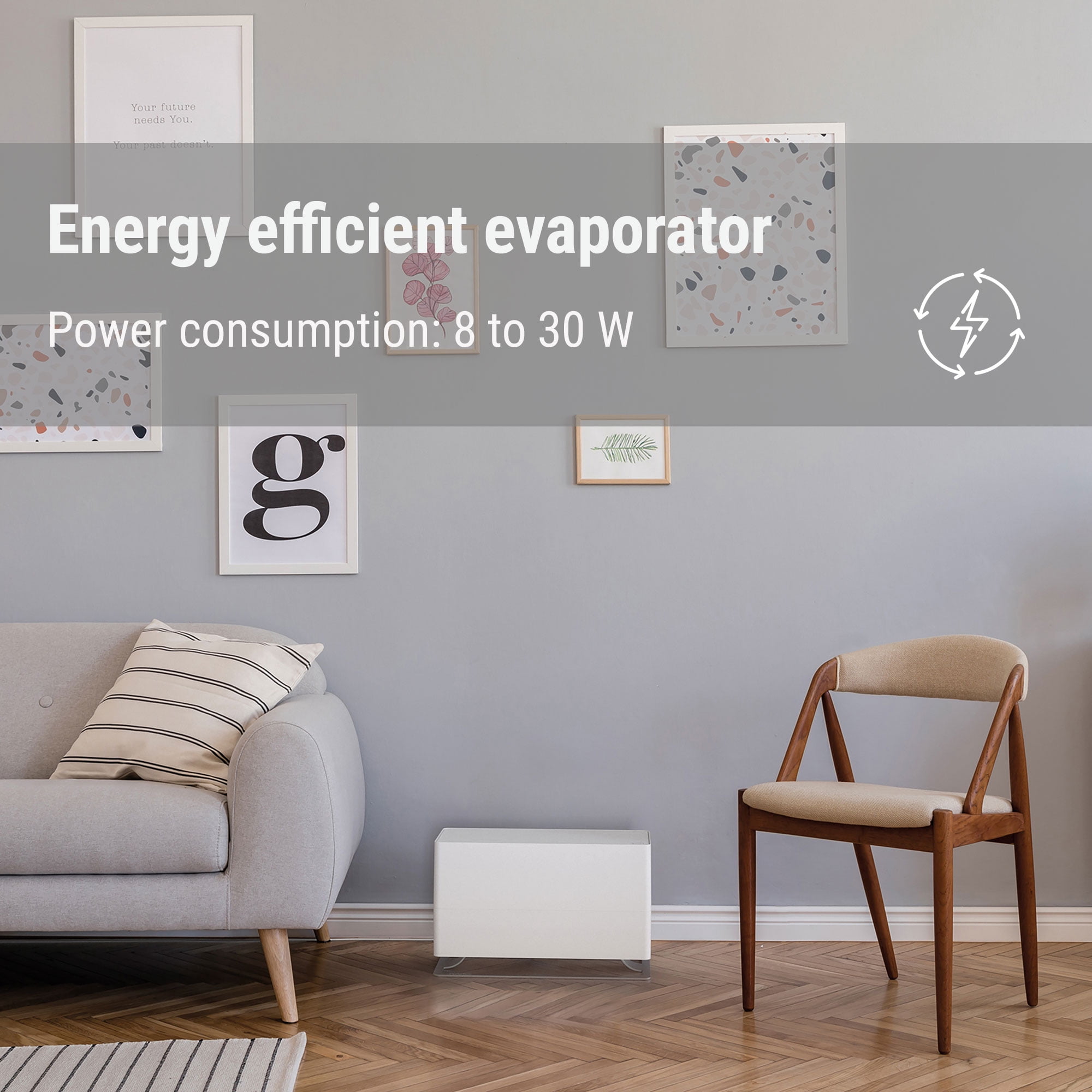 Stadler Form humidifier Oskar big, energy-saving evaporator, with automatic switch-off, night mode, for large rooms up to 1'100 sq. ft., very quiet, white