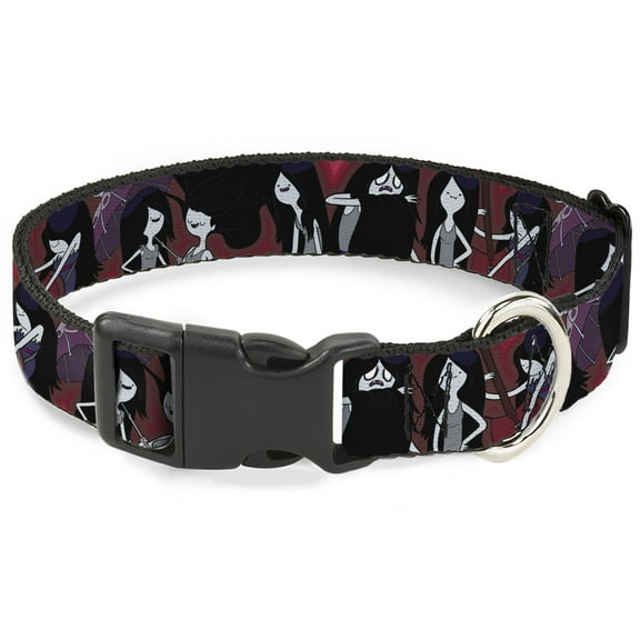 Cartoon Network Pet Collar, Dog Collar Plastic Buckle, Adventure Time Marceline Poses Collage Reds, 7 to 8.5 Inches 0.5 Inch Wide