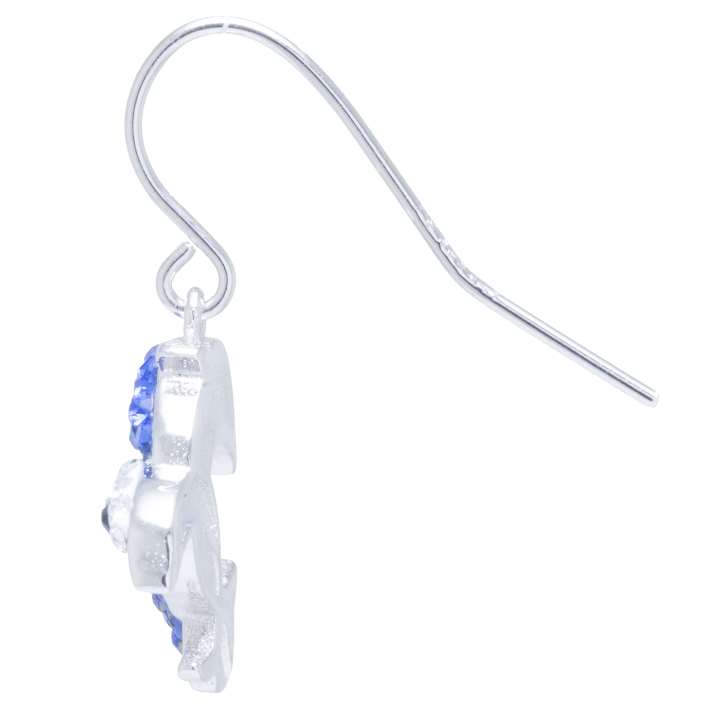 Marisol & Poppy Blue Crystal Dolphin Drop Earrings in Sterling Silver for Women & Teens