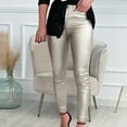thumbnail image 3 of REALiKUN Faux Leather Pants for Women Sexy Mid Waist Faux Leather Leggings Stretch Leather Pleather Pants, 3 of 6