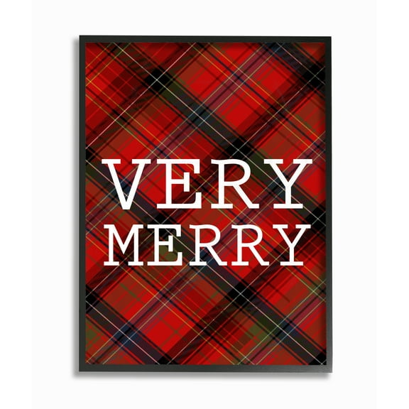 The Stupell Home Decor Collection Very Merry Christmas Tartan Framed Giclee Texturized Art, 11 x 1.5 x 14