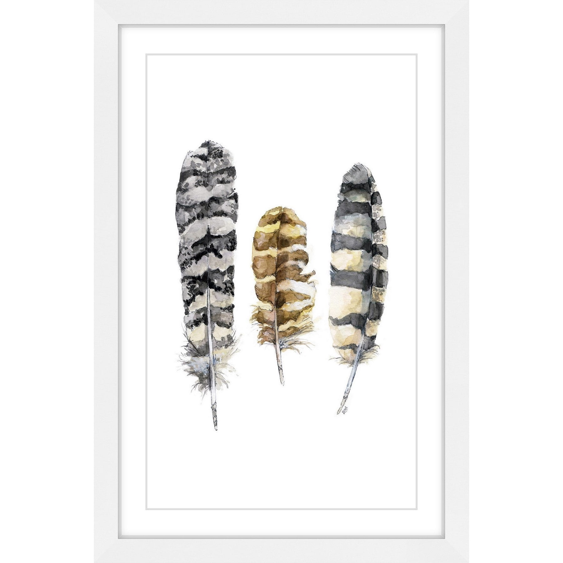 Marmont Hill "Owl Feathers" by Rachel Byler Framed Painting Print