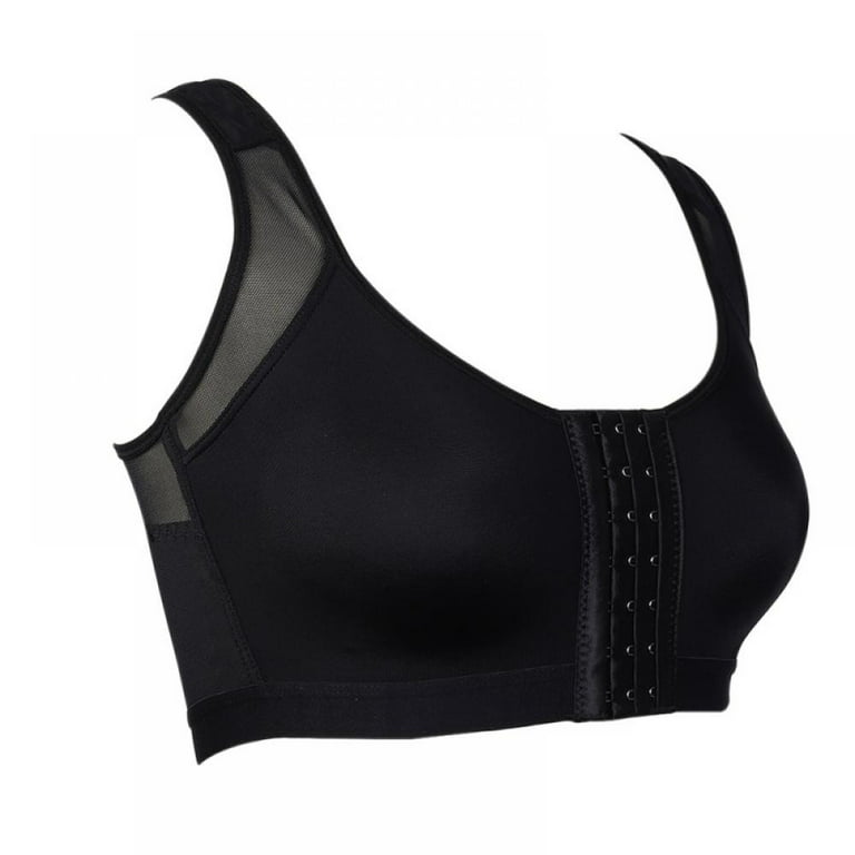 Women's Comfort Front Close Sport Bra With Adjustable Hooks Working Out  Bra, Post-Surgery Front Closure Brassiere Sports Bra High Impact Workout  Yoga