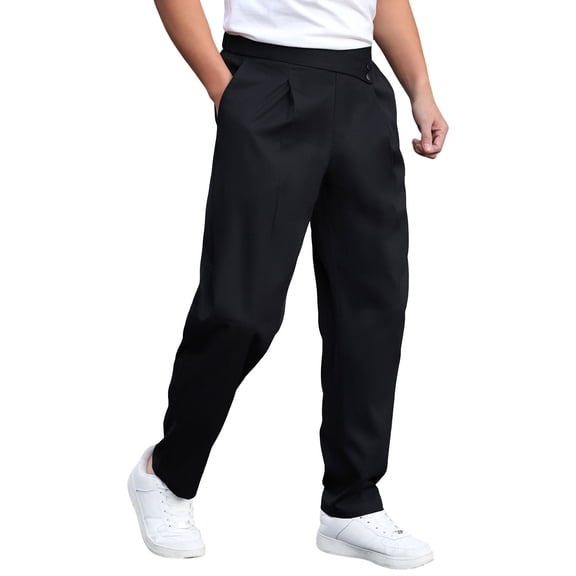 Mifsaly Dress Pants for Men Pleated Symmetric Button Waist Business Casual Trousers Everyday Fashion Versatile formal Pant with Pockets M