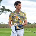 thumbnail image 3 of Rateoe Hawaiian Style Pattern Men's Short Sleeve Polo Shirts, Golf Polo Shirts Short Sleeve Performance Moisture Wicking Dry-X-Large, 3 of 6