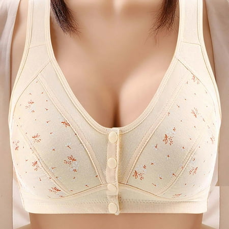 Black of Friday Deals!Clearance Staron Daisy Bras for Older Women No Underwire Front Closure Bras Comfortable Stretch Bras Wireless Plus Size Bra Seamless Bras