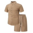 thumbnail image 3 of toraway Autumn Men's Suits Regular Fit 2 Piece Mens Spring and Summer Leisure Sports Comfortable Breathable Sweat Absorbing Short Sleeved Shorts Two Piece Set XL, 3 of 4